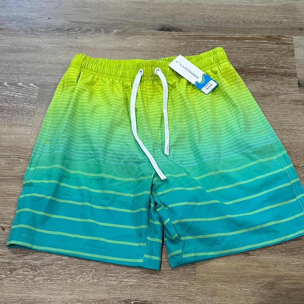 Boys large  Lime and Teal Swim Shorts